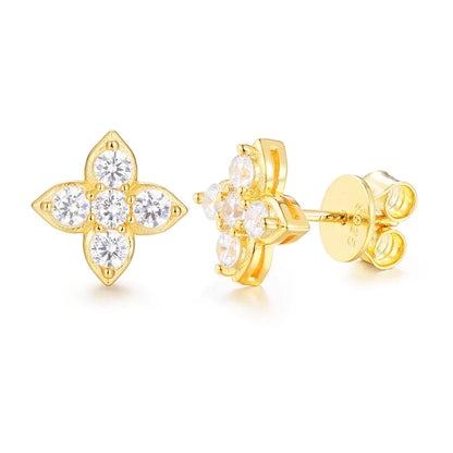 S925 Moissanite Floral Stud Earrings