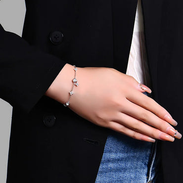 3.5mm Women's S925 Moissanite Diamond Stationed Bracelet