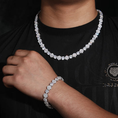 S925 Moissanite Flower Round Cut Diamond Bracelet