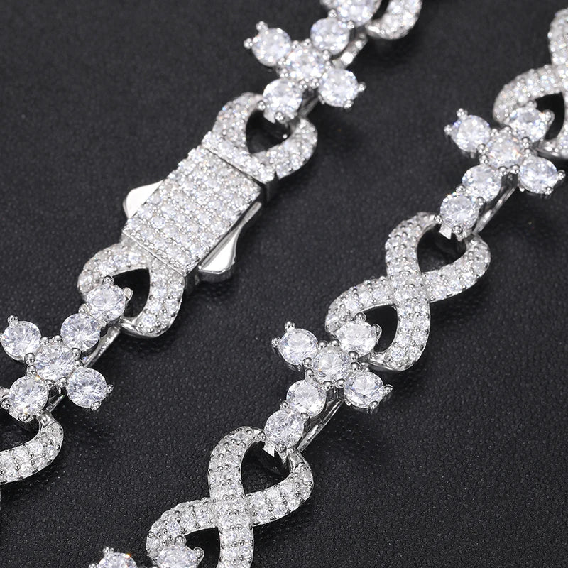 S925 Moissanite Infinity Tennis Cross Link Bracelet - 10mm