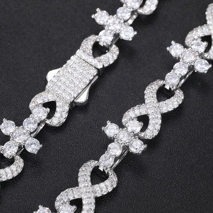 S925 Moissanite Infinity Tennis Cross Link Bracelet - 10mm