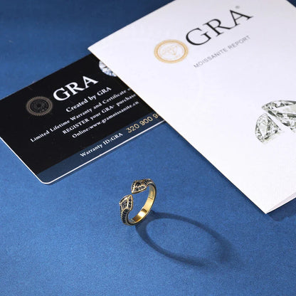 S925 Black Moissanite Dual Shield Ring