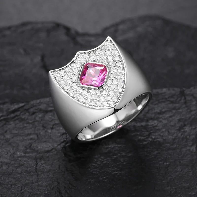 S925 MOISSANITE PINK DIAMOND SHIELD RING