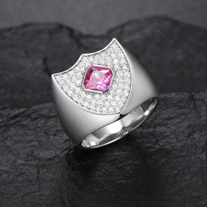 S925 MOISSANITE PINK DIAMOND SHIELD RING