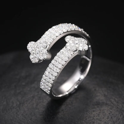S925 Moissanite Clover Ring