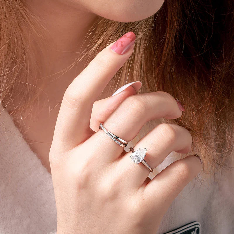 S925 Moissanite Pear Cut Diamond Ring