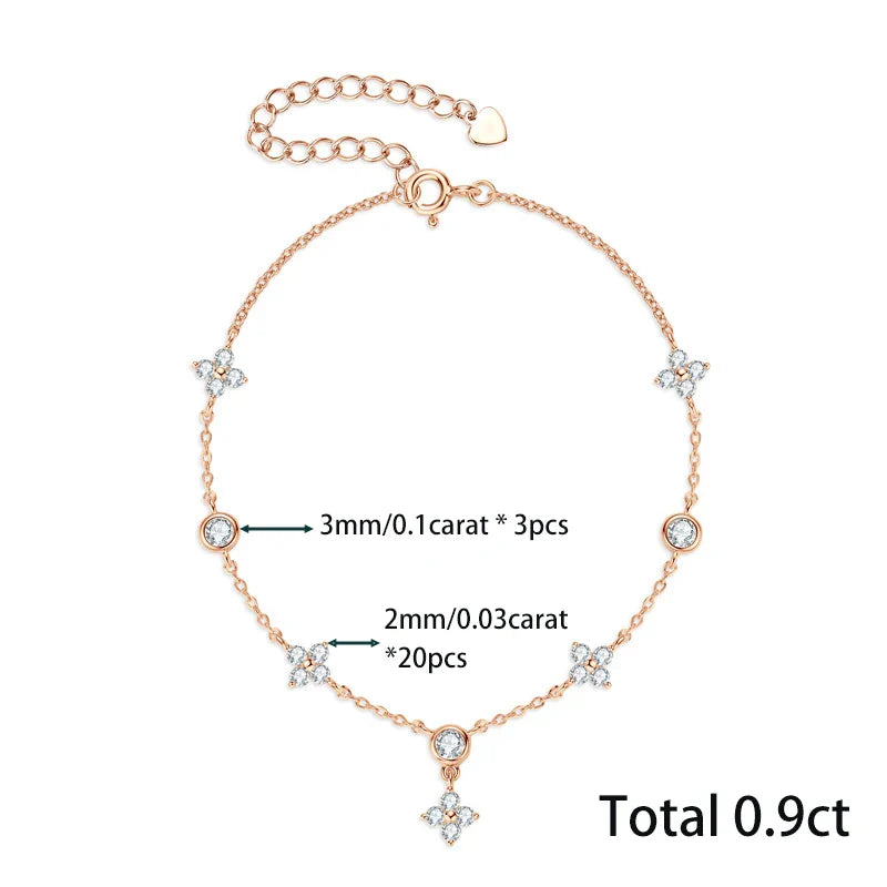 3.5mm Women's S925 Moissanite Diamond Stationed Bracelet