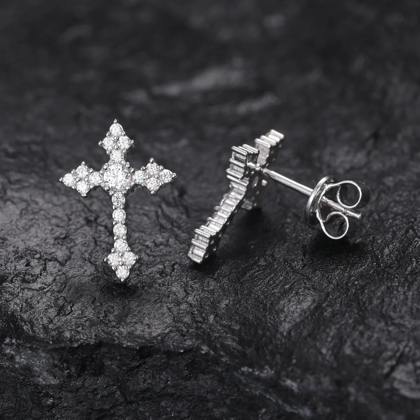 S925 Moissanite Dripping Cross Stud Earrings