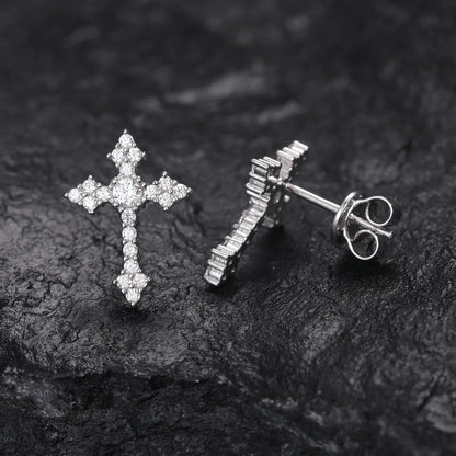 S925 Moissanite Dripping Cross Stud Earrings