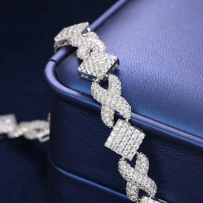 S925 MOISSANITE INFINITY RHOMBUS BRACELET - WHITE GOLD