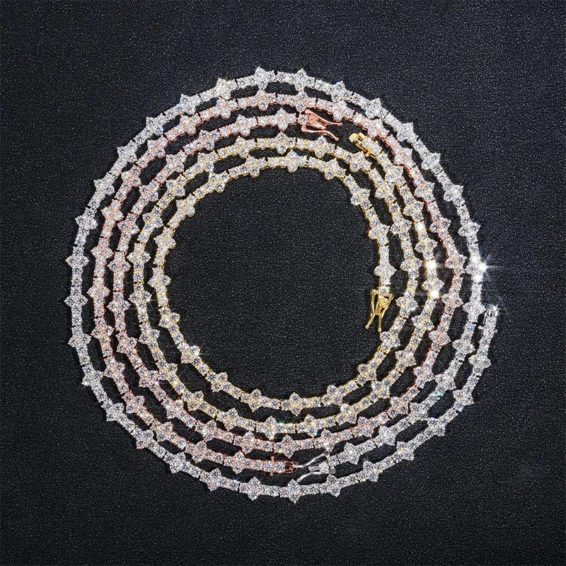 3MM S925 MOISSANITE HONEYCOMB DIAMOND LINK NECKLACE