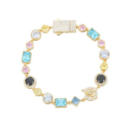 S925 Moissanite Colored Gemstone Tennis Bracelet - 12mm