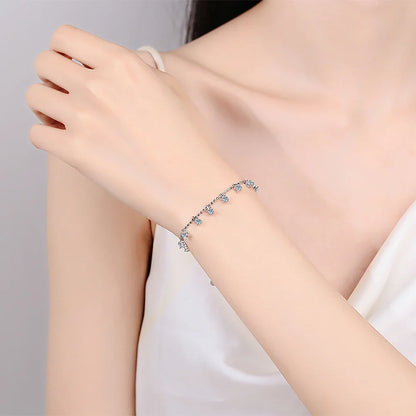 Women's S925 Moissanite Diamond Dangle Princess Bracelet - 4mm