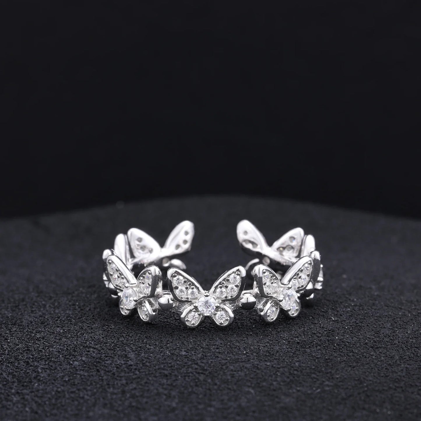 S925 Moissanite Open Cuff Butterfly Diamond Ring