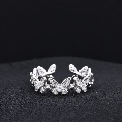 S925 Moissanite Open Cuff Butterfly Diamond Ring