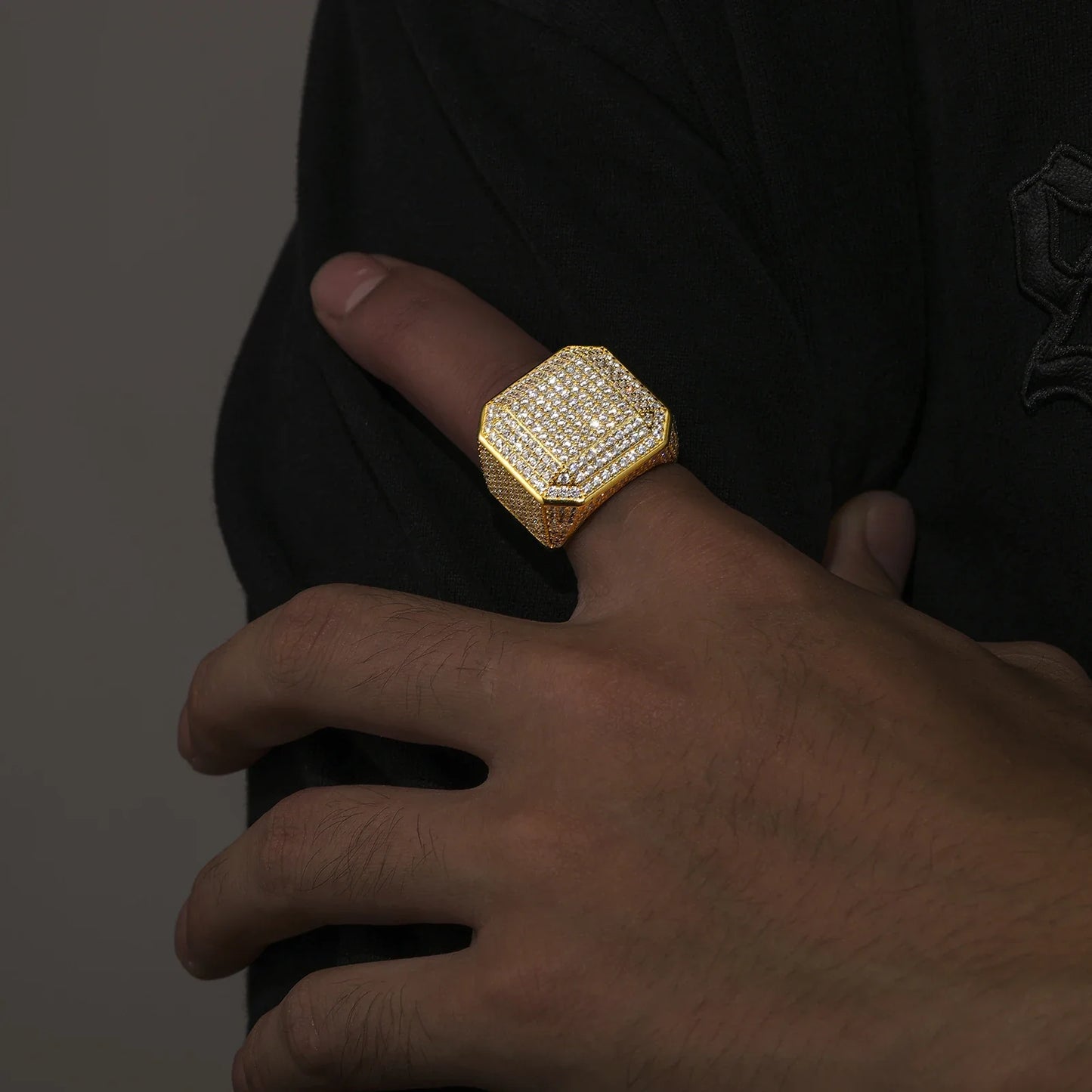 S925 Moissanite Diamond Square Signet Ring