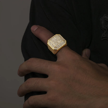 S925 Moissanite Diamond Square Signet Ring