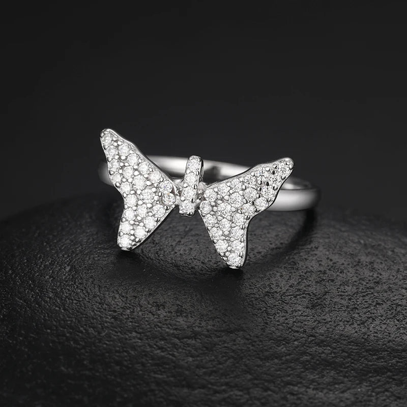 S925 VVS1 Moissanite Butterfly Ring