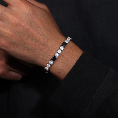 S925 Moissanite Tennis Black Center Gemstone Diamond Bracelet - 6mm