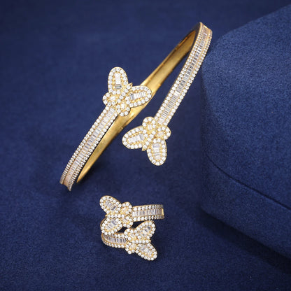 S925 Moissanite Butterfly Baguette Diamond Bangle