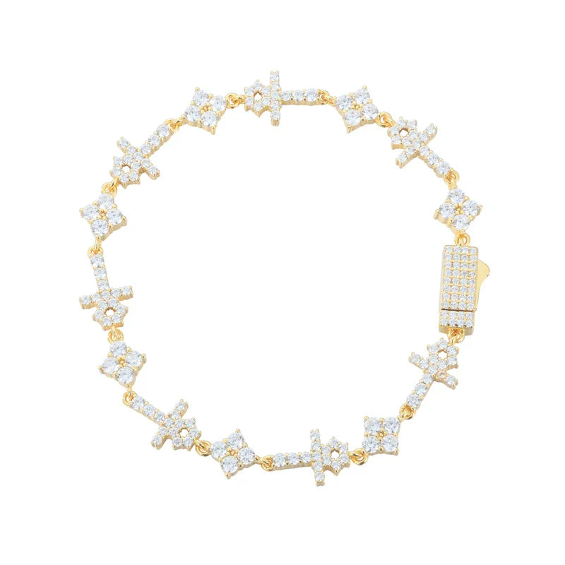 S925 Moissanite Mini Cross & Star Bracelet