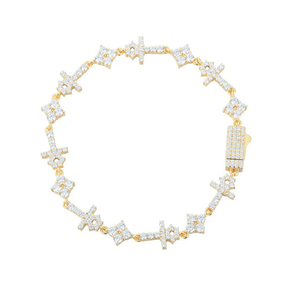 S925 Moissanite Mini Cross & Star Bracelet