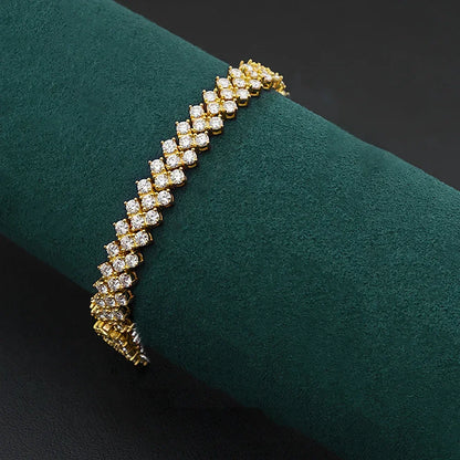 Women's S925 Moissanite V Link Baguette Tennis Diamond Bracelet