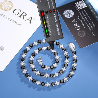 8mm S925 Black Moissanite Star Link Tennis Chain