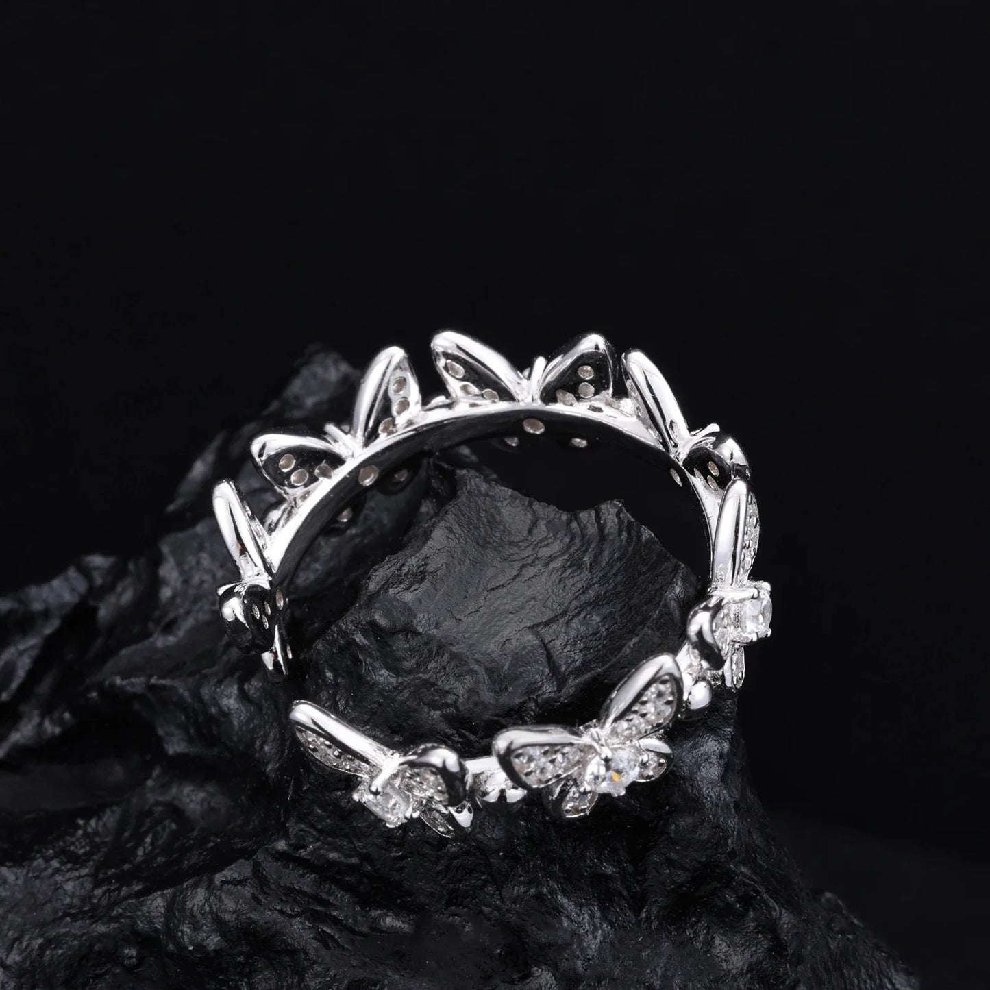 S925 Moissanite Open Cuff Butterfly Diamond Ring