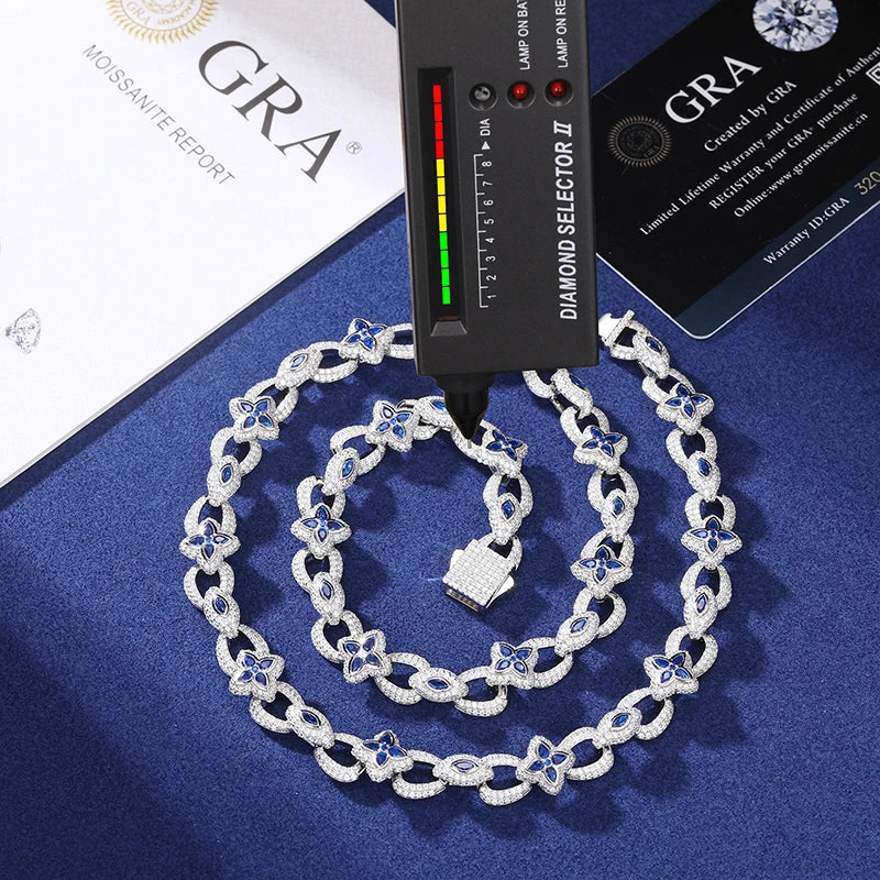 S925 Moissanite Flower Devil Eye Diamond Link Bracelet or Necklace