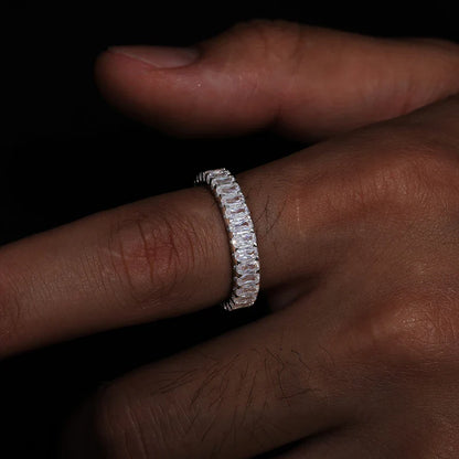 S925 Moissanite Emerald Cut Eternity Band Ring