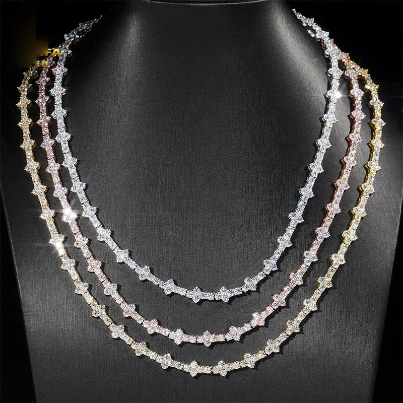 3MM S925 MOISSANITE HONEYCOMB DIAMOND LINK NECKLACE