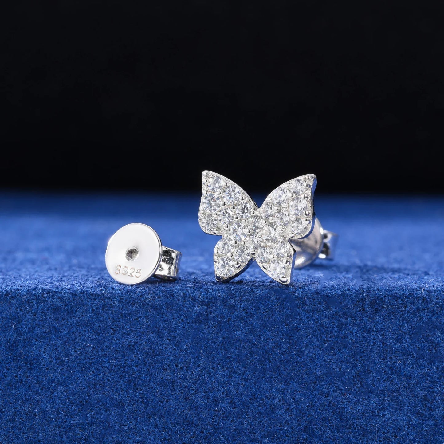 S925 Moissanite Butterfly Stud Earrings