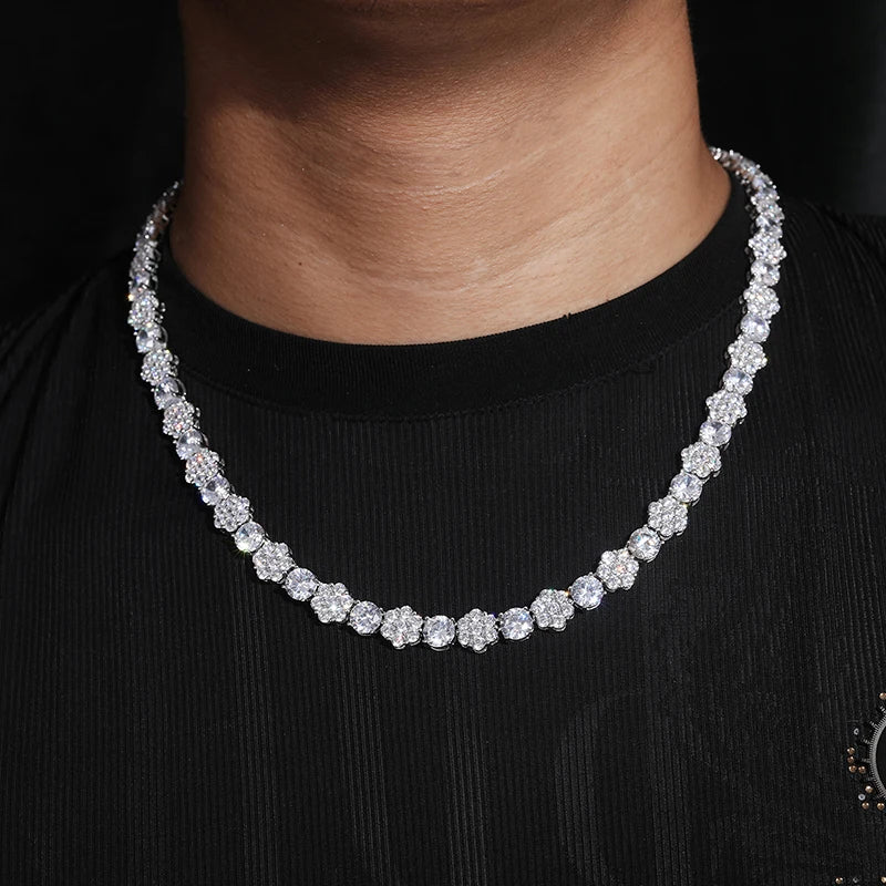 S925 Moissanite Flower Round Cut Diamond Bracelet