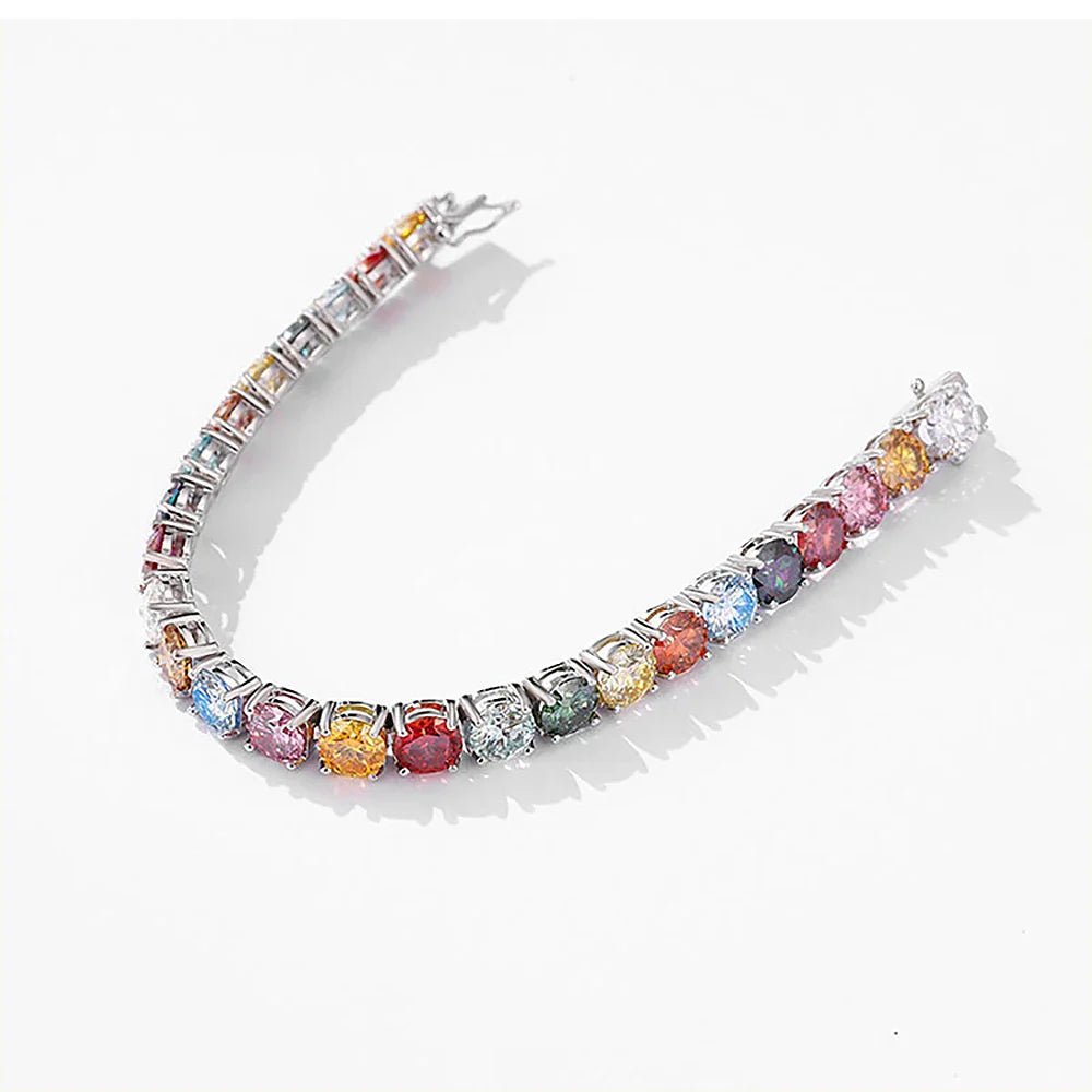 S925 Moissanite Multicolor Tennis Bracelet - 6.5MM