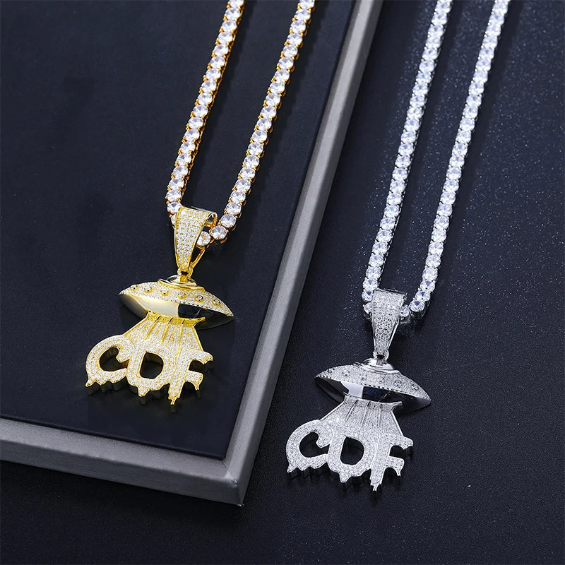 S925 Moissanite UFO CDF Spaceship Pendant