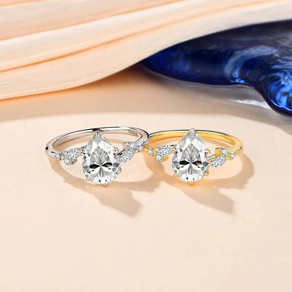 S925 Moissanite Pear Cut Diamond Ring