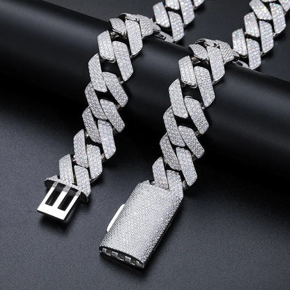 23MM White Gold Diamond Prong Cuban Link Necklace