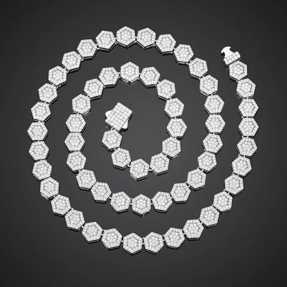 S925 Moissanite Geometric Hexagon Link Chain Bracelet