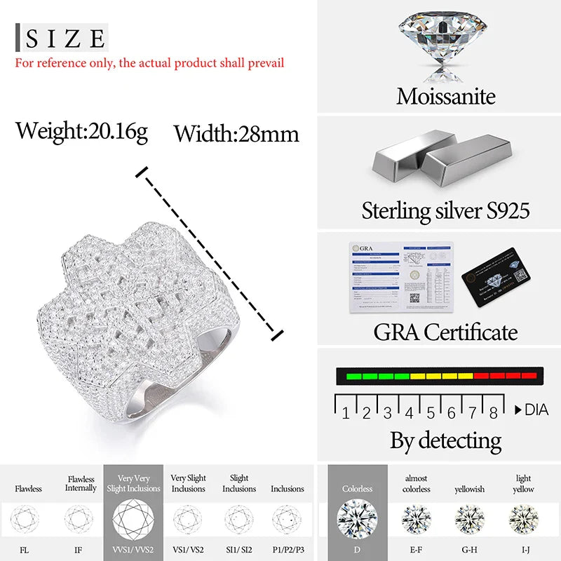 S925 Moissanite Snowflake Diamond Ring