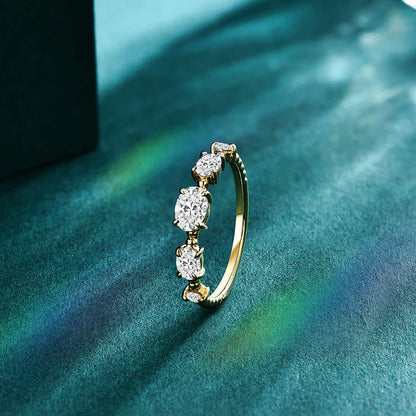 Single Shared Prong Oval Cut Moissanite Band