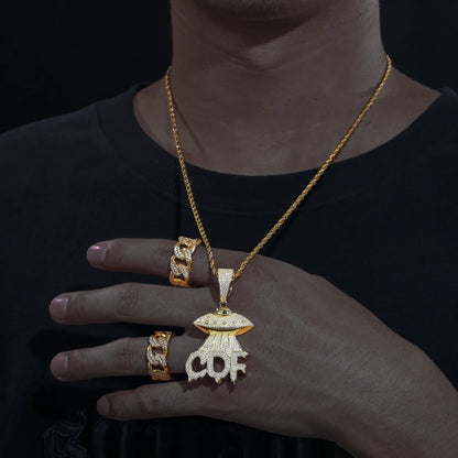 S925 Moissanite UFO CDF Spaceship Pendant