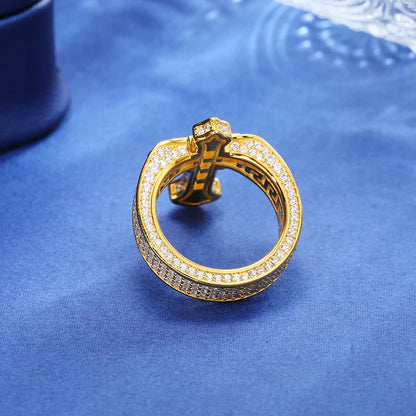 S925 Moissanite Fleur De Lis Baguette Cross Ring