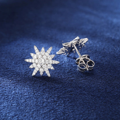 S925 Moissanite Twelve-Pointed Star Earrings