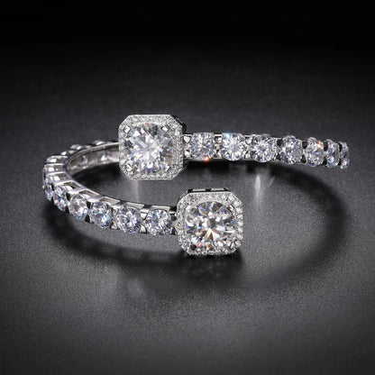S925 Moissanite Clustered Tennis Bangle Bracelet