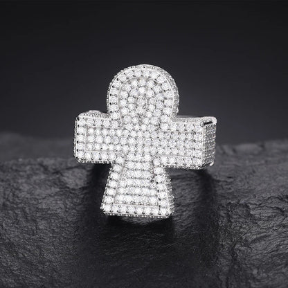 S925 Moissanite Gothic Cross Pave Diamond Ring