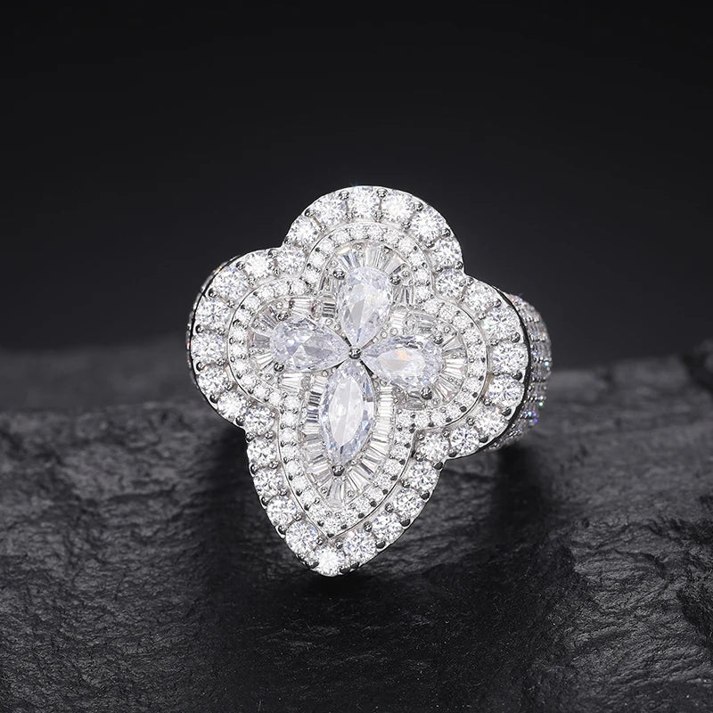 S925 Gemstone Cross Moissanite Diamond Ring