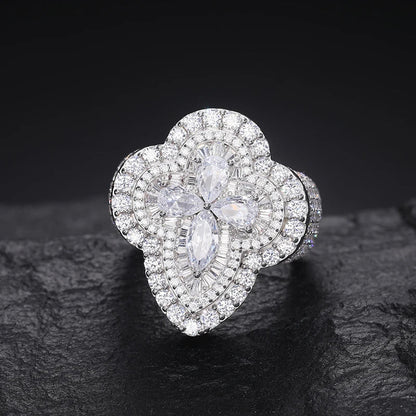 S925 Gemstone Cross Moissanite Diamond Ring