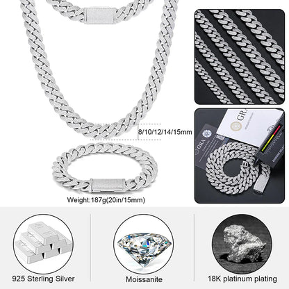 8-20MM S925 MOISSANITE CUBAN NECKLACE