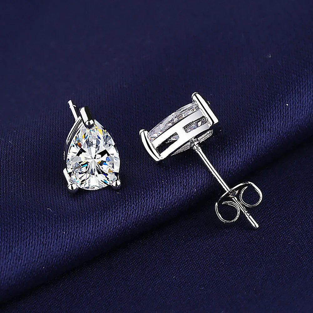 Women's S925 Moissanite Pear Diamond Stud Earrings